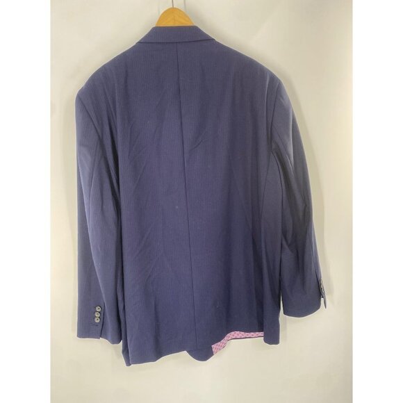 Jack Victor Napoli CT wool 2 button sport coat sz 51 R STRIPPED NAVY BLUE - Picture 7 of 7